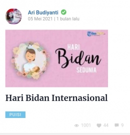 Screenshoot akun Kompasiana Ari Budiyanti
