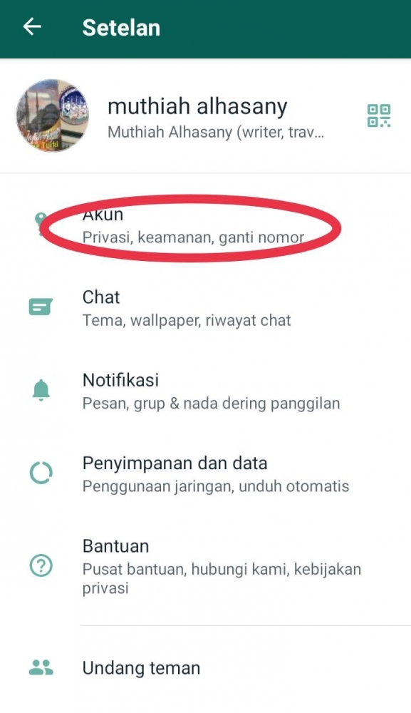 Setelan ke akun (dok.pri)