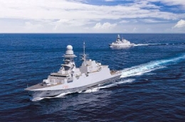 The first and second Bergamini FREMM during sea tests. Photo: orizzontesn.it via navalanalyses.com