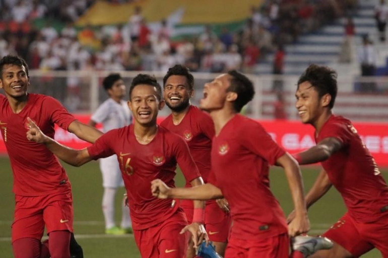 Selebrasi Evan Dimas ketika mencetak gol untuk Timnas Garuda (Foto PSSI.org) 