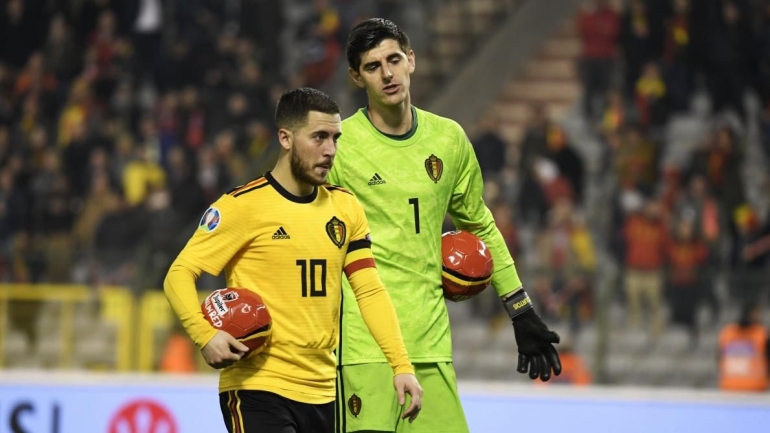 Kapten tim Belgia, Eden Hazard (kiri) akan memimpin negaranya menghadapi Rusia di pertandin