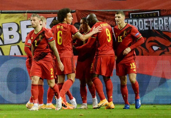 Selebrasi pemain Belgia usai memenangkan laga 3-0 atas Rusia di Piala Eropa (Euro 2020). Bola-Tempo.co