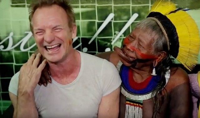 Sting dan Kepala Suku Kayapo Amazon-Ilustrasi : dailynewsfortravelers