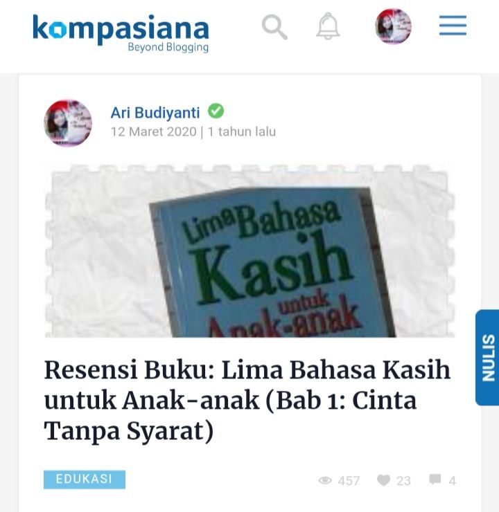 Dokpri tangkap layar tulisan Ari Budiyanti