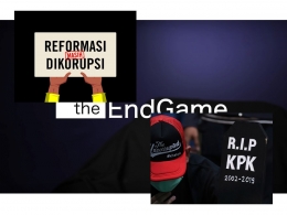 KPK, the end game | Gambar diambil dari Kumparan, Amnestyindo, dan Tangkapan layar film The End Game; diolah pribadi