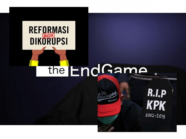 KPK, the end game | Gambar diambil dari Kumparan, Amnestyindo, dan Tangkapan layar film The End Game; diolah pribadi