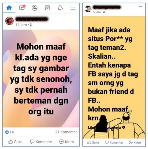 Permintaan maaf akibat kena tag (dok. pribadi)