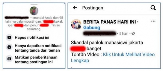 Contoh akun yang kena phising porno tag (dok. pribadi)