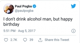 Pernyataan Paul Pogba di Twitter, foto : Tangkapan Layar Twitter Paul Pogba 