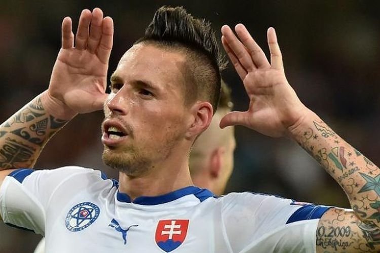 Marek Hamsik, gelandang sekaligus kapten Timnas Slovakia di Euro 2020| Sumber: PHILIPPE HUGUEN/AFP via Kompas.com