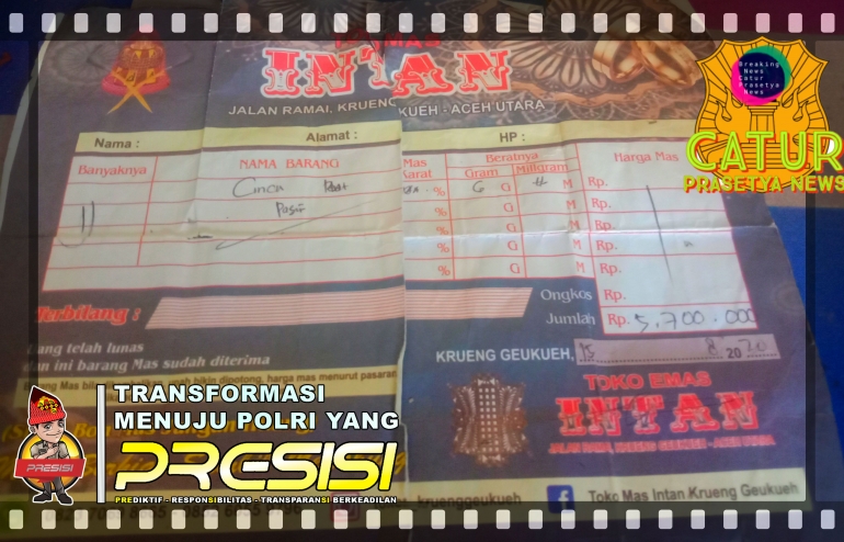 Bukti pembayaran pembelian emas milik ibu Sabrina. Doc Chandrab(17/6)