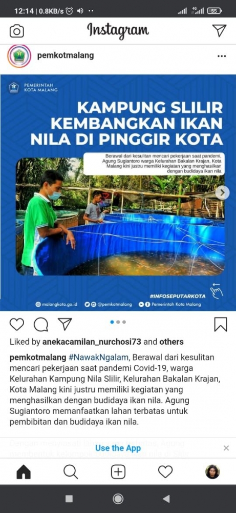 Screenshoot Instagram resmi Pemkot malang