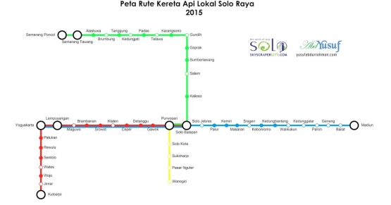 Peta rute kereta api di wikayah Jogja, Solo, dan Semarang, - Yusuf Abdurrahman.com