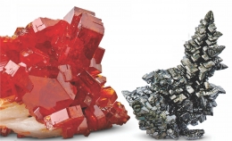 Vanadinite dan kristal Vanadium murni. Sumber: buku Periodic Table Book - A Visual Encyclopedia, hlm. 56.