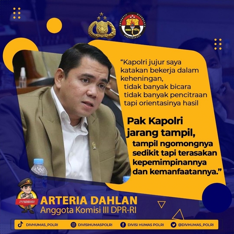 Testimoni terhadap Kinerja Kapolri, sumber: instagram divisihumaspolri