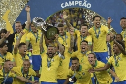 Brasil juara Copa America 2019. Sumber: AFP/CARL DE SOUZA/via Kompas.com