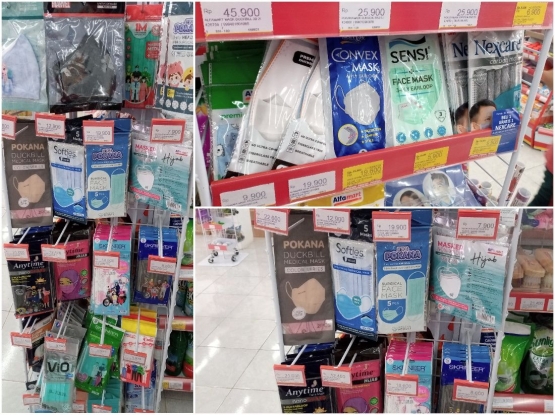 Masker melimpah di minimarket | Dokumentasi pribadi.