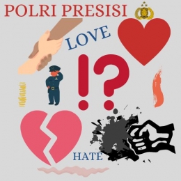 Ilustrasi - Benci dan Cinta(Desain pribadi, Logo milik Polri)
