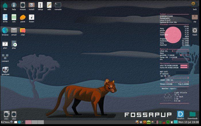 Tampilan desktop Puppy Linux (Sumber: https://puppylinux.com)