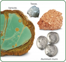 Mineral Aluminium dan Aluminium murni. Sumber: buku Periodic Table Book - A Visual Encyclopedia, hlm. 132.