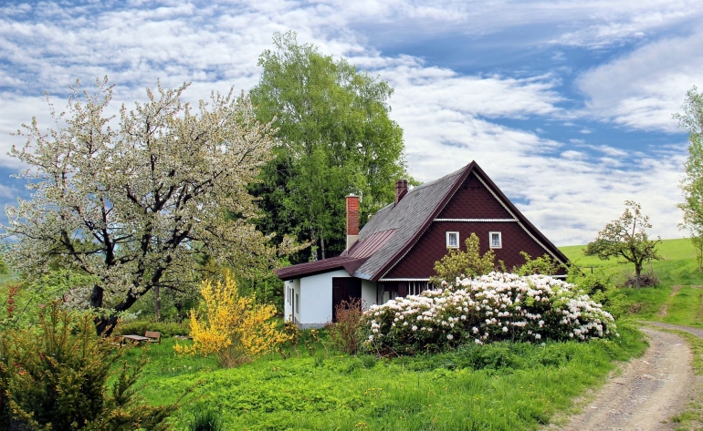 Rumah yang asri di bukit (Pixabay.com)