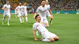Perayaan gol pemain Swiss ke gawang Prancis (Foto: Getty Images/Justin Setterfield)