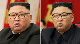 Penampakan Kim Jong Un 8 February 2021 (kiri) dan tanggal 15 Juni 2021. Sumber: AP: Korea News Service