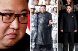 Perubahan drastis penampilan Kim Jon Un menimbulkan spekulasi piminan Korea Utara ini mengalami masalah kesehatan. Photo: Reuters, @martyn_williams/Twitter
