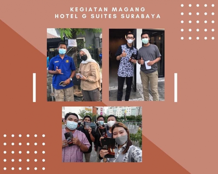 Mahasiswa Untag Surabaya berfoto dengan masyarakat./Dokpri