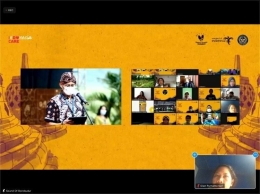Menparekraf Sandiaga Uno membuka Konferensi Internasional Sound of Borobudur Music over Nations secara daring (screen shoot zoom dokumen pribadi)