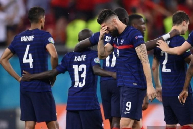 Prancis gagal tembus babak 8 besar Piala Eropa setelah disingkirkan Swiss di babak 16 besar. Sumber foto: Franck Fife via Kompas.com