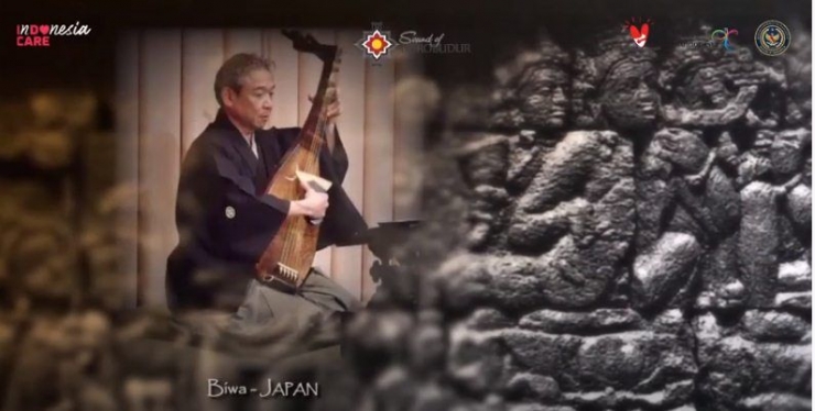 Alat musik Biwa dari Jepang (Screenshot video Sound of Borobudur)