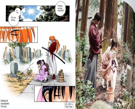 Perbedaan manga dan live action | source FB : Rurouni Kenshin. 
