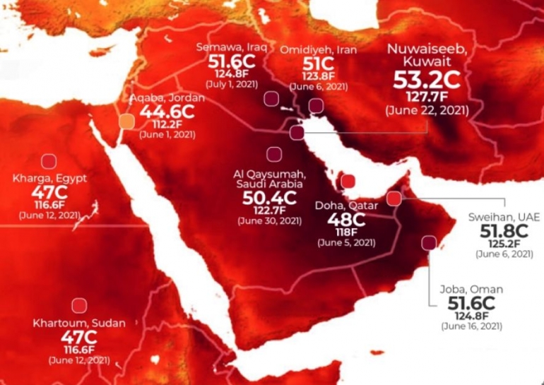 Kuwait pemegang suhu terpanas dunia tahun ini. Sumber: Al Jazeera