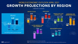Pertumbuhan di antara pasar negara berkembang dan ekonomi berkembang. (Source : IMF)