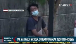 Mahasiswa positif Covid-19 pakai masker setelah dimarahi Gubernur Jateng Ganjar Pranowo (Tangkapan layar kompas.tv 3/7/2021)