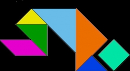 Susunan tangram formasi orang bersujud. Sumber gambar Pixabay.