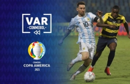 Messi beraksi ketika bertemu Ekuador di perempat final Copa America 2021 (Foto Conmebol.com)