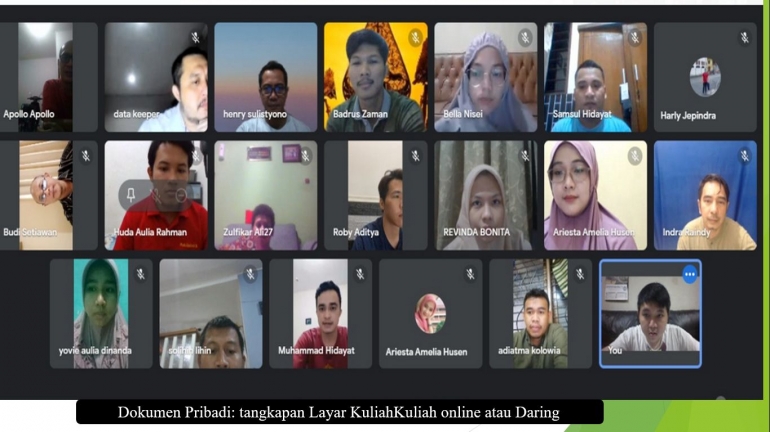 Dokumen Pribadi: tangkapan Layar Kuliah online Daring (Dokpri)