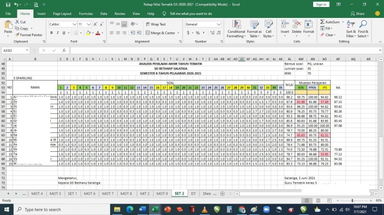 Memberi sorotan nilai pada Ms. Excel | gambar: KRAISWAN