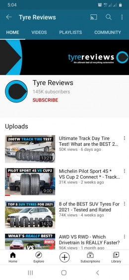 Tyre Reviews di Youtube/tangkap layar pribadi