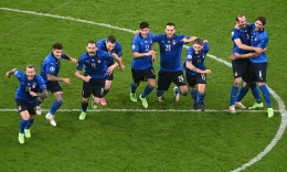 Skuad Italia yang akan menantang Inggris di final Euro 2020 (UEFA/ Michael Regan).