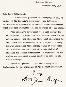 Tampulan Deklarasi Balfour (1917), sumber gambar: https://id.m.wikipedia.org/