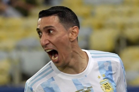 Angel Di Maria menjadi pencetak gol kemenangan Argentina (1-0) di final. Sumber: AFP/Nelson Almeida/via Kompas.com