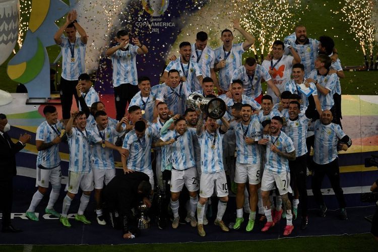 Argentina menjuarai Copa America 2021. Sumber: MAURO PIMENTEL/via Kompas.com