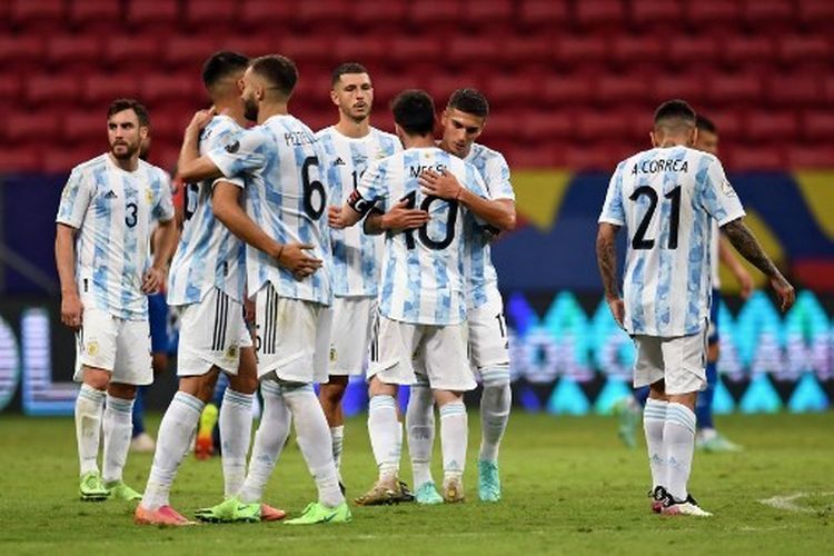 Timnas Argentina mengakhiri dahaga gelar yang telah ditunggu sejak 1993 (AFP/ kompas.com)