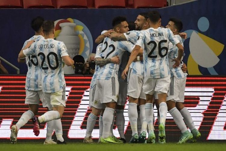 Argentina menjadi tim yang membawa banyak pemain muda potensial di Copa America 2021. Sumber: AFP/Nelson Almeida/via Kompas.com