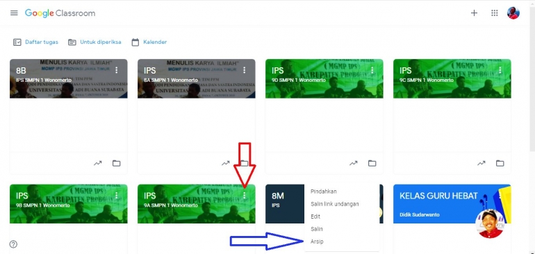 Sumber: screenshot/classroom.google.com