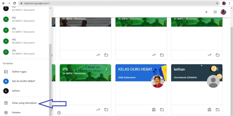 Sumber: screenshot/classroom.google.com