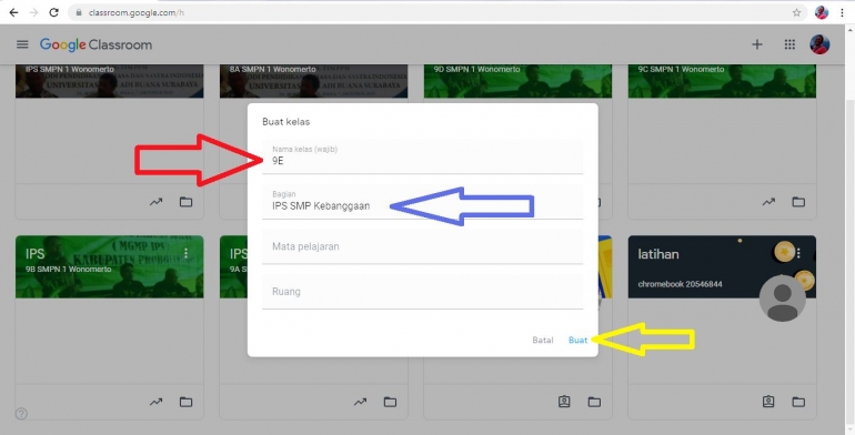 Sumber: screenshot/classroom.google.com